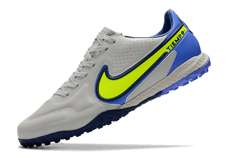 Chuteira Society Nike Tiempo Legend 9 Elite TF Cinza e Azul "Recharge Pack"