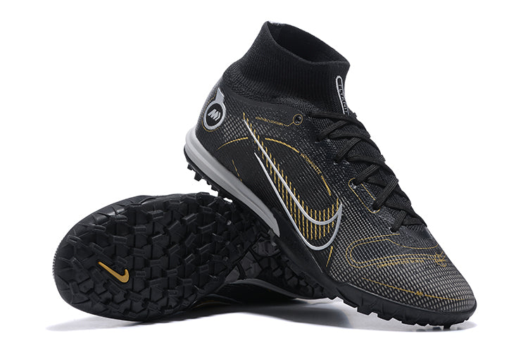 Chuteira Society Nike Mercurial Superfly 8 Elite TF Preta e Dourado "Shadow Pack"