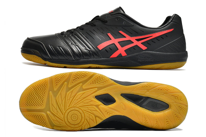 Chuteira Futsal Asics Japan Destaque II IC Preta e Vermelha