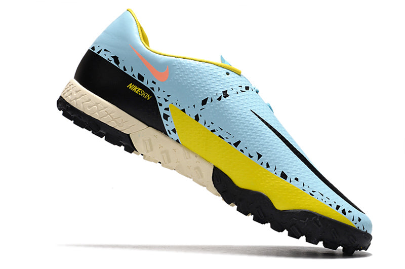 Chuteira Society Nike Phantom GT2 Elite TF Azul e Preto "Lucent Pack"