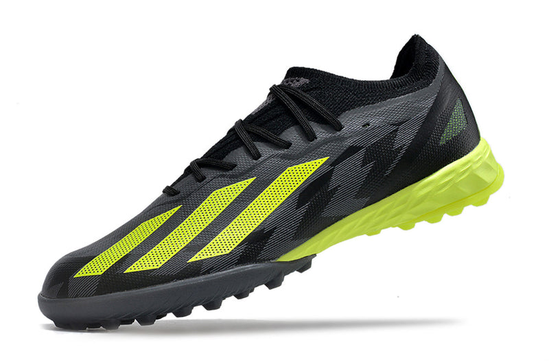 Chuteira Society Adidas X Crazyfast.1 TF Preta e Verde "Crazycharged Pack"