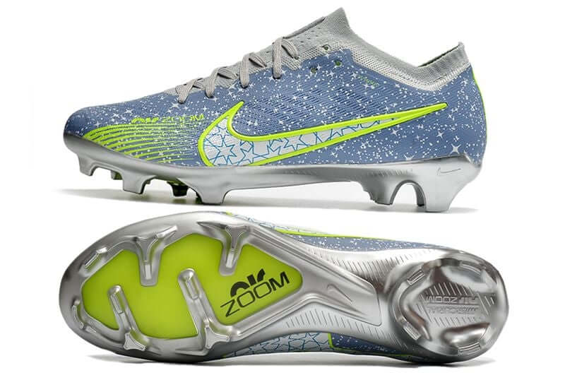 Chuteira Campo Nike Air Zoom Mercurial Vapor 15 Elite FG Prata e Verde