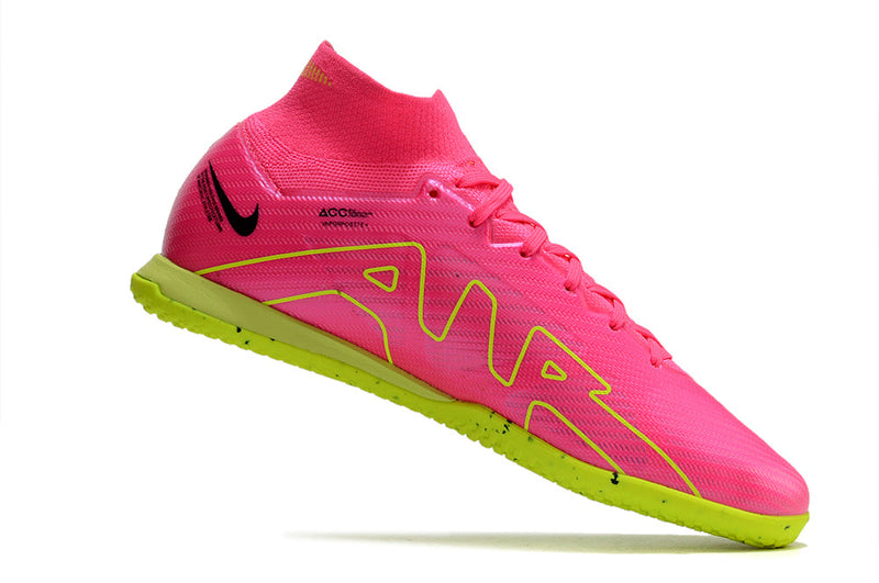 Chuteira Futsal Nike Air Zoom Mercurial Superfly 9 Elite IC Rosa e Verde "Luminous Pack"