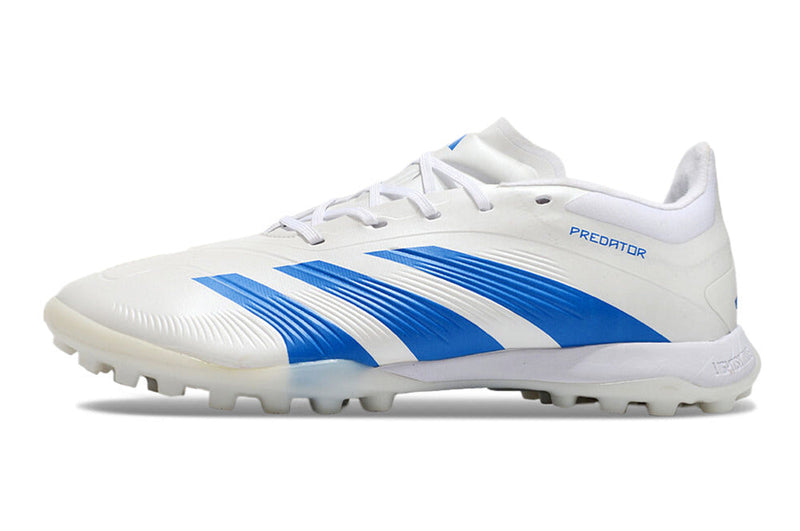 Chuteira Society Adidas Predator Elite TF Branca e Azul "Kvara"