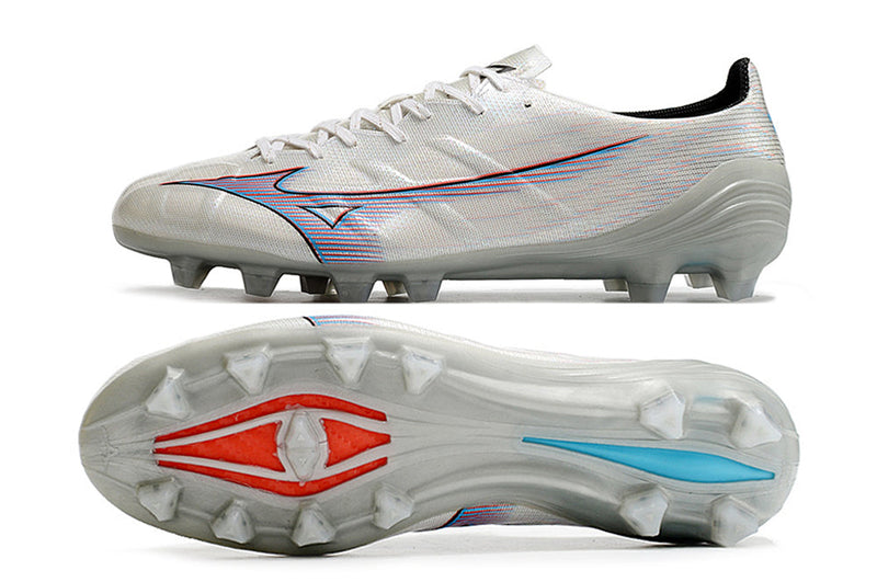 Chuteira Campo Mizuno Alpha FG Branca "Launch"