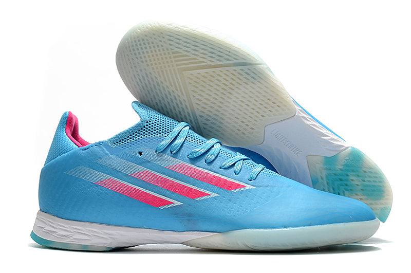 Chuteira Futsal Adidas X SpeedFlow.1 IC Azul e Rosa "Shapire Edge Pack II"