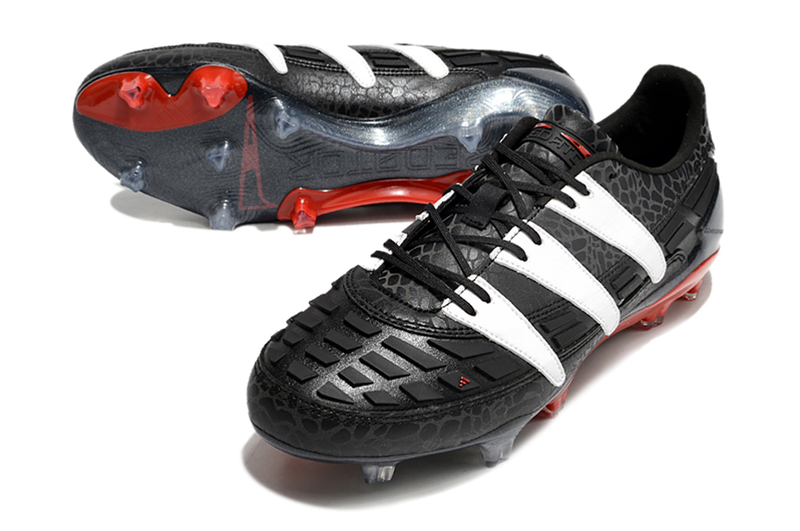 Chuteira Campo Adidas Predator Accelerator FG Preta, Branca e Vermelho