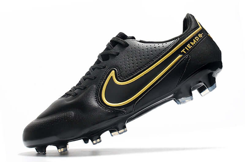 Chuteira Campo Nike Tiempo Legend 9 Elite FG Preta e Dourada "Shadow Pack"