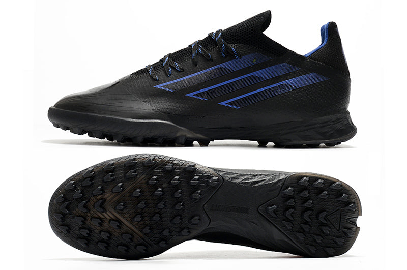 Chuteira Society Adidas X Speedflow.1 TF Preto e Azul "Escape Light Pack"