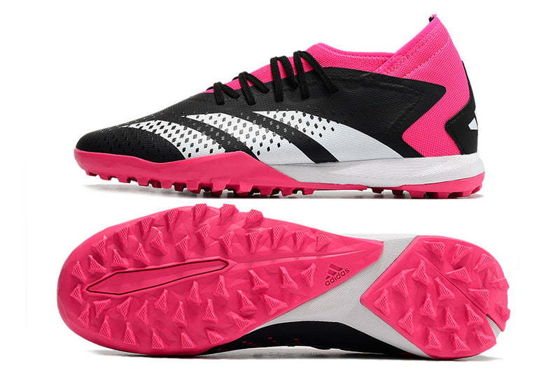 Chuteira Society Adidas Predator Accuracy.1 TF Preta e Rosa "Own You Football Pack"