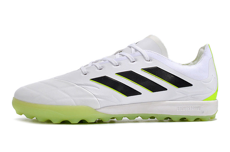 Chuteira Society Adidas Copa Pure.1 TF Branca e Verde "Crazyrush Pack"