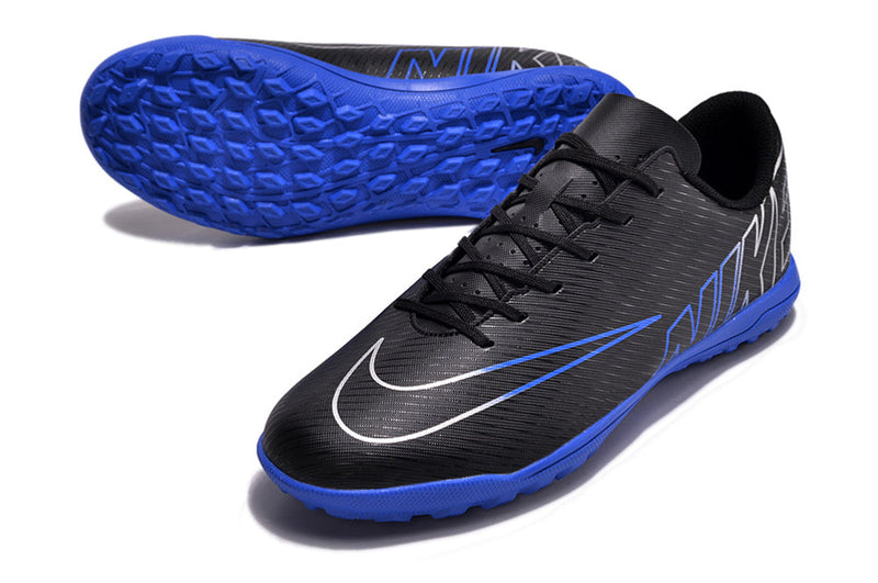 Chuteira Infantil Society Nike Mercurial Vapor 15 Club TF Preta e Azul "Shadow Pack"