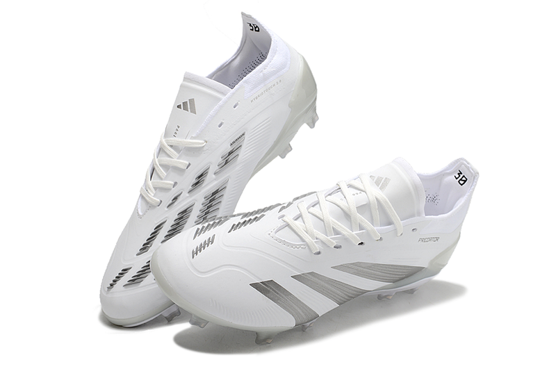 Chuteira Campo Adidas Predator Elite FG Branca e Prata "Pearlized Pack"