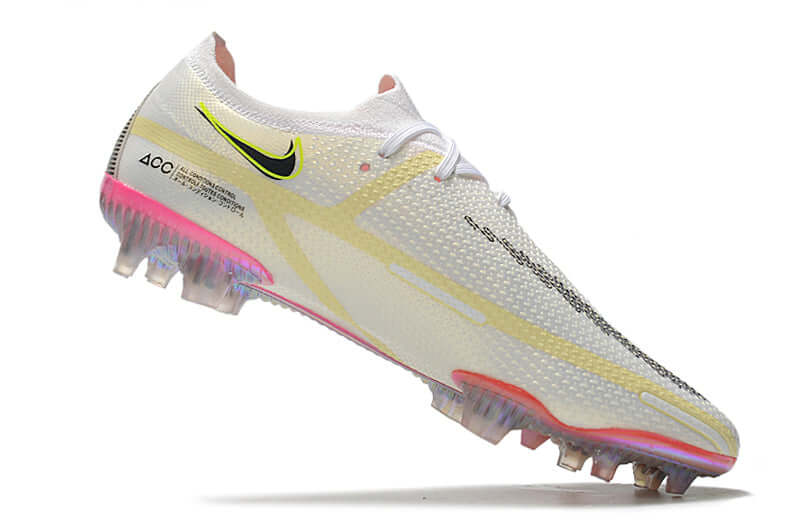 Chuteira Campo Nike Phantom GT2 Elite FG Branca e Amarelo "Rawdacious Pack"