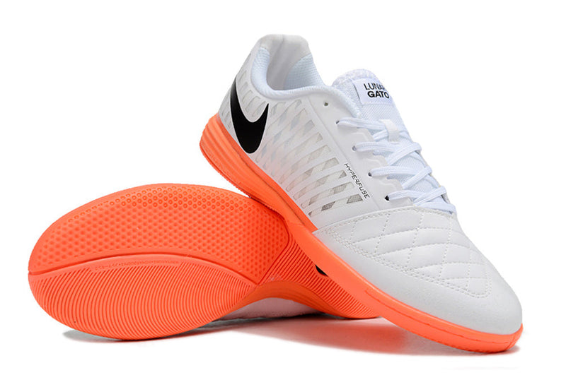 Chuteira Futsal Nike Lunar Gato II IC Branca e Laranja