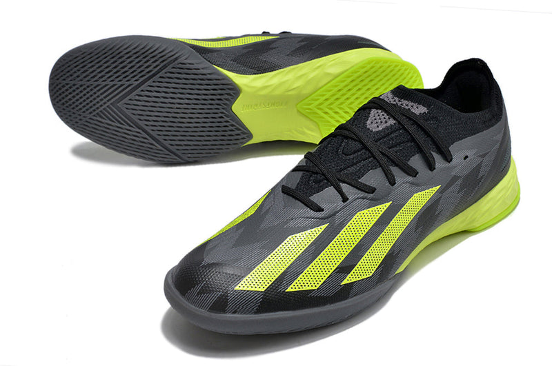 Chuteira Futsal Adidas X CrazyFast.1 IC Preta e Verde "Crazyrush Pack"