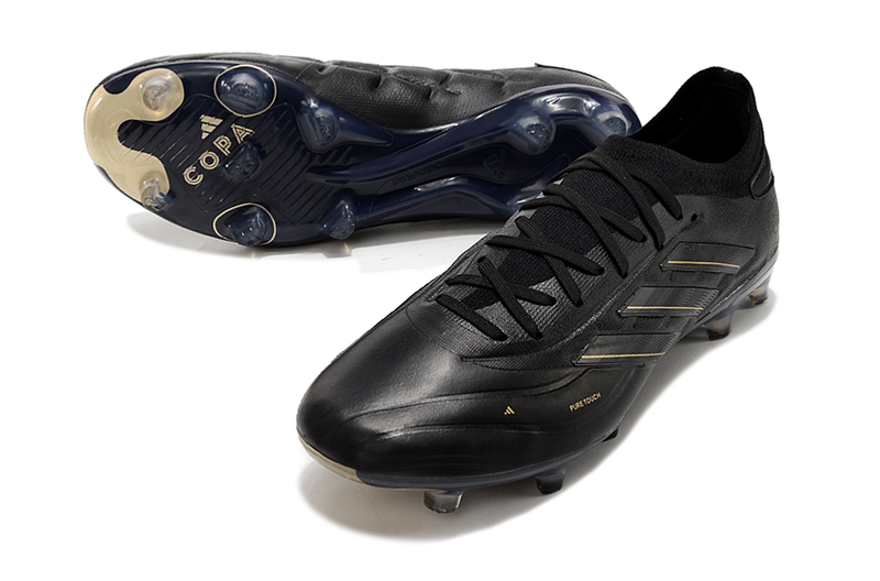 Chuteira Campo Adidas Copa Pure II + FG Preta e Dourada "Darkspark Pack"