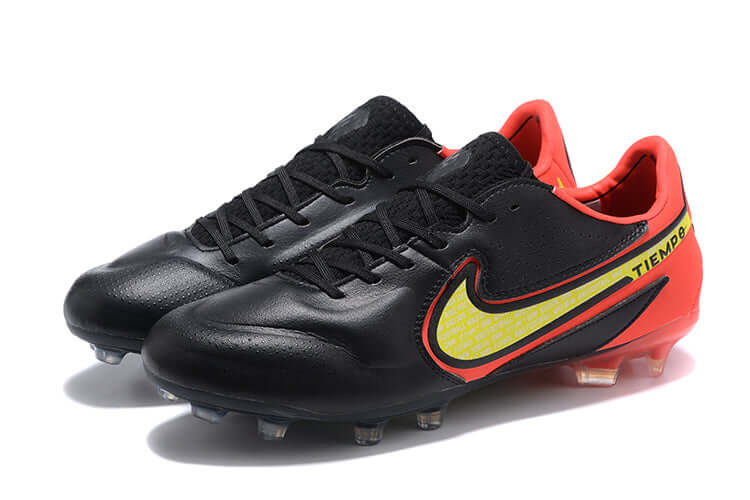 Chuteira Campo Nike Tiempo Legend 9 Elite FG Preta e Laranja