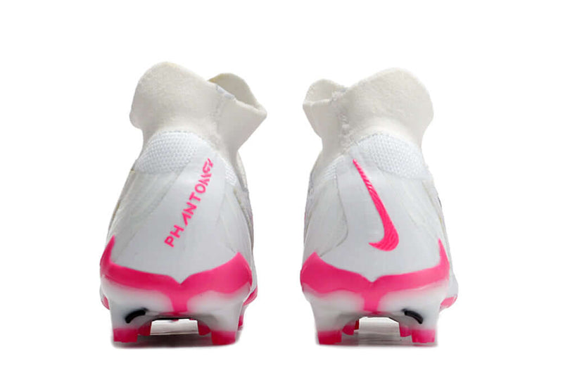 Chuteira Campo Nike Phantom GX DF Elite FG Branca e Rosa