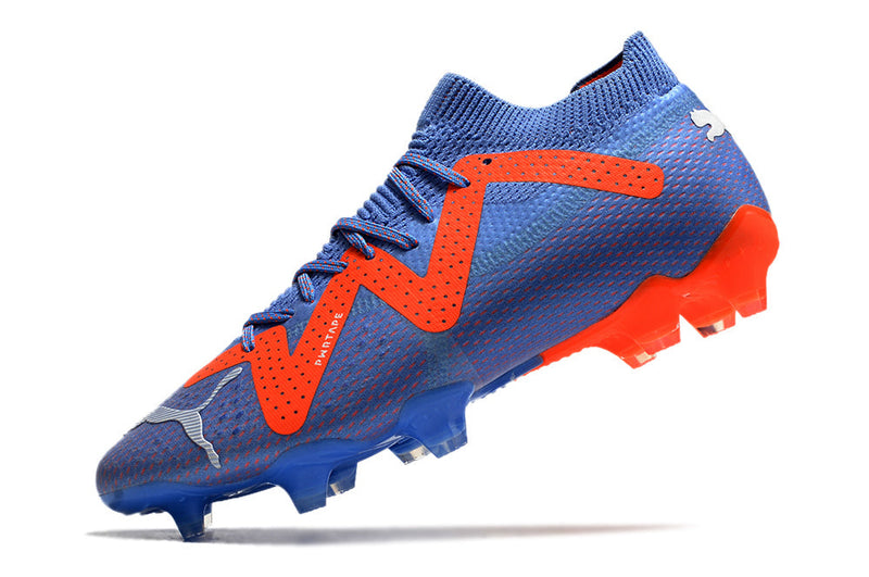 Chuteira Campo Puma Future Ultimate FG Roxa e Laranja "Supercharge Pack"