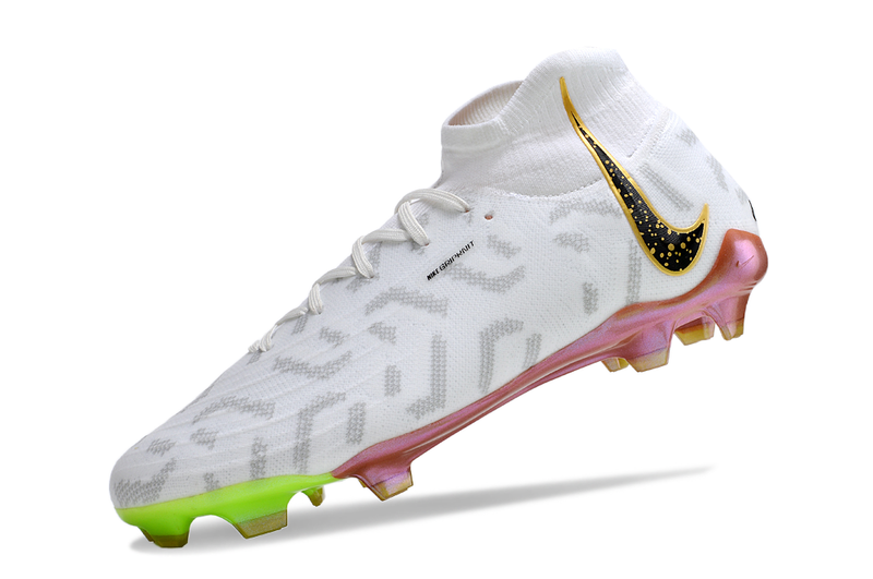 Chuteira Campo Nike Phantom Luna Elite FG Branca e Dourada "United Golden"