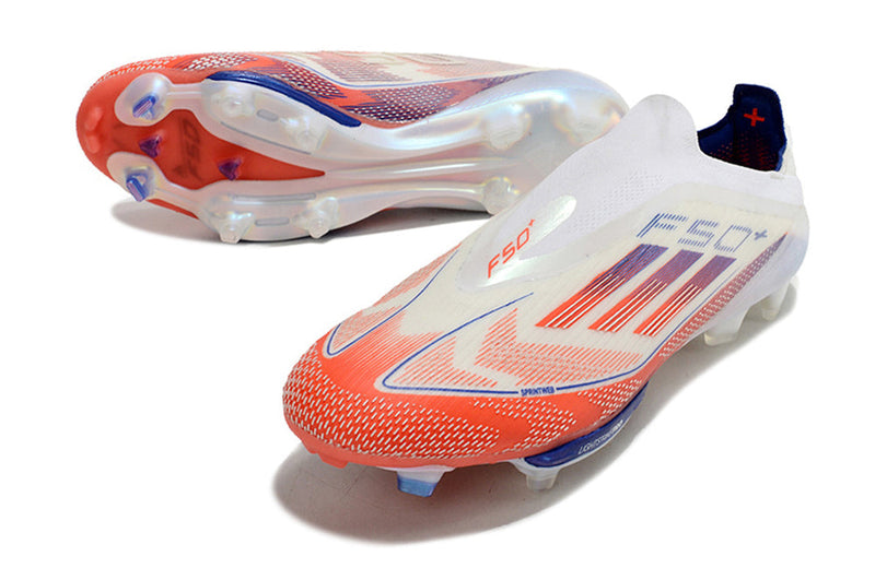 Chuteira Campo Adidas F50+ LL FG Branca, Azul e Vermelha "Advancement Pack"