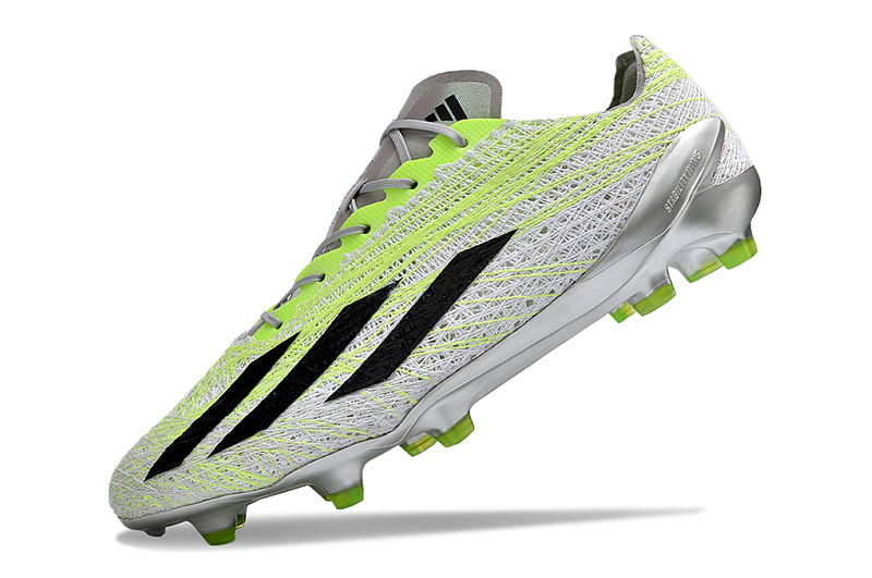 Chuteira Campo Adidas X Crazyfast+ FG Branca e Verde "Strong"