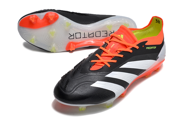 Chuteira Campo Adidas Predator Elite FG Preta, Laranja e Branco "Solar Energy"