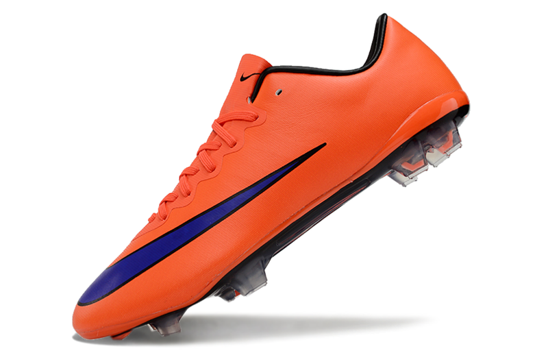 Chuteira Campo Nike Retrô Mercurial Vapor 10 FG Laranja e Azul