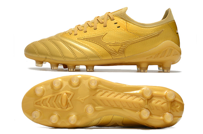 Chuteira Campo Mizuno Morelia Neo 3 FG Dourada