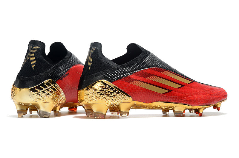 Chuteira Campo Adidas X Speedflow+ FG Vermelho e Dourado "Showdown Pack"