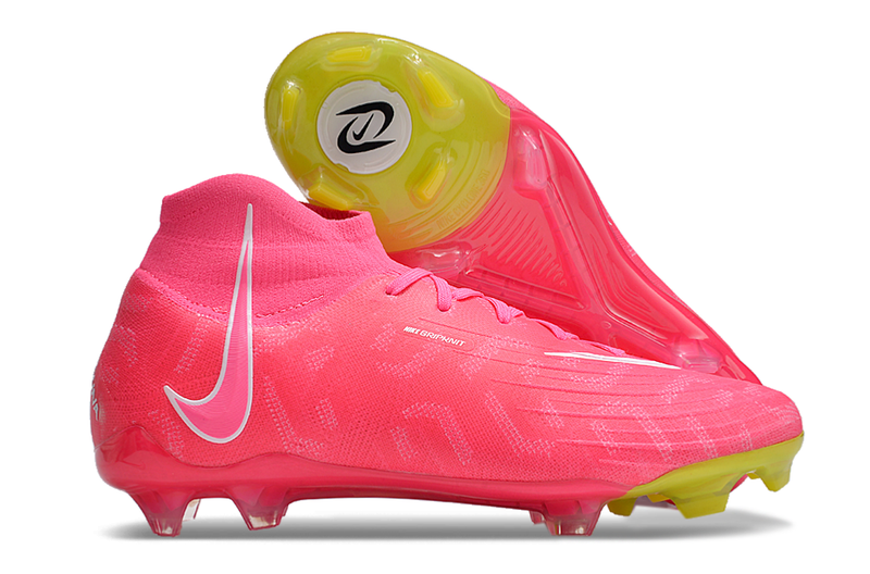 Chuteira Campo Nike Phantom Luna FG Rosa e Verde