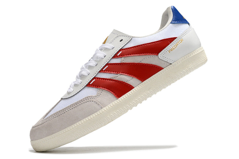 Chuteira Futsal Adidas Predator 24 Elite IC Branca, Bege, Vermelho e Azul