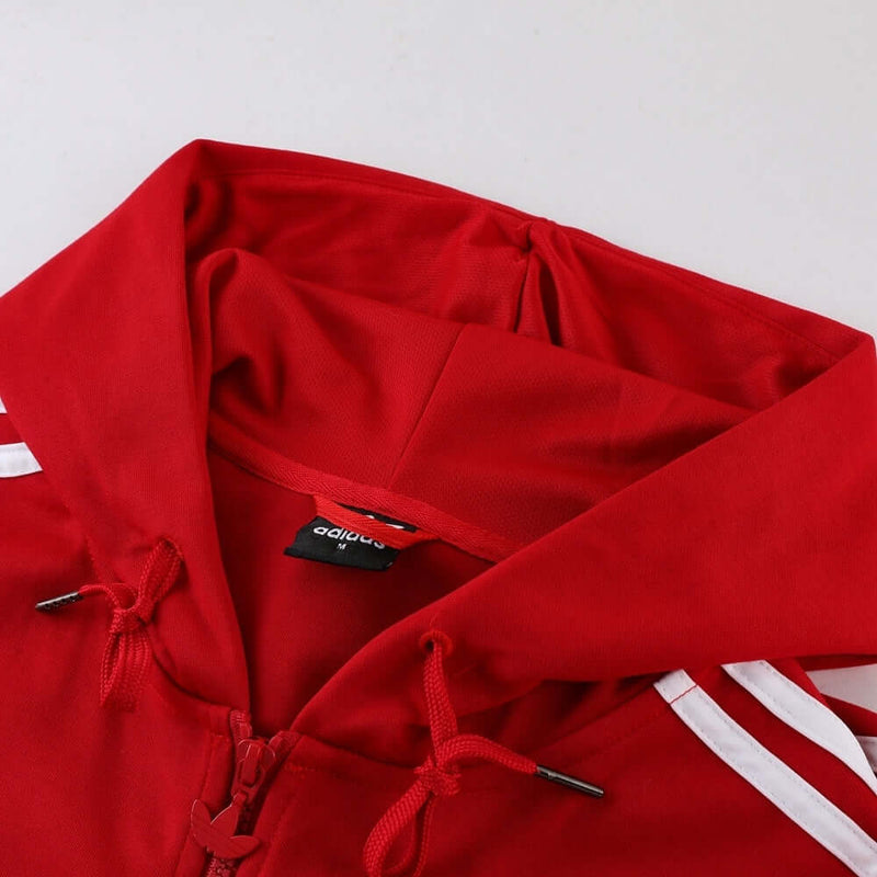 Conjunto de Moletom Adidas com Touca Vermelho e Preto