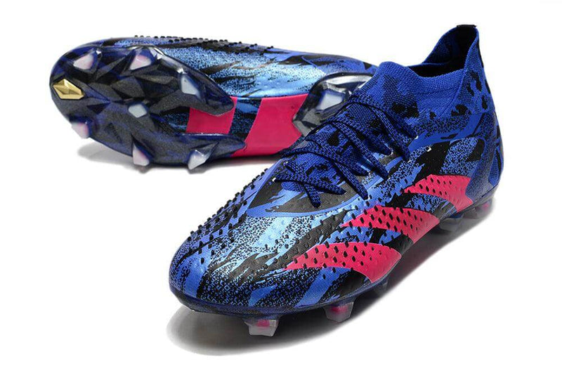 Chuteira Campo Adidas Predator Accuracy.1 FG Azul e Rosa "Pogba"