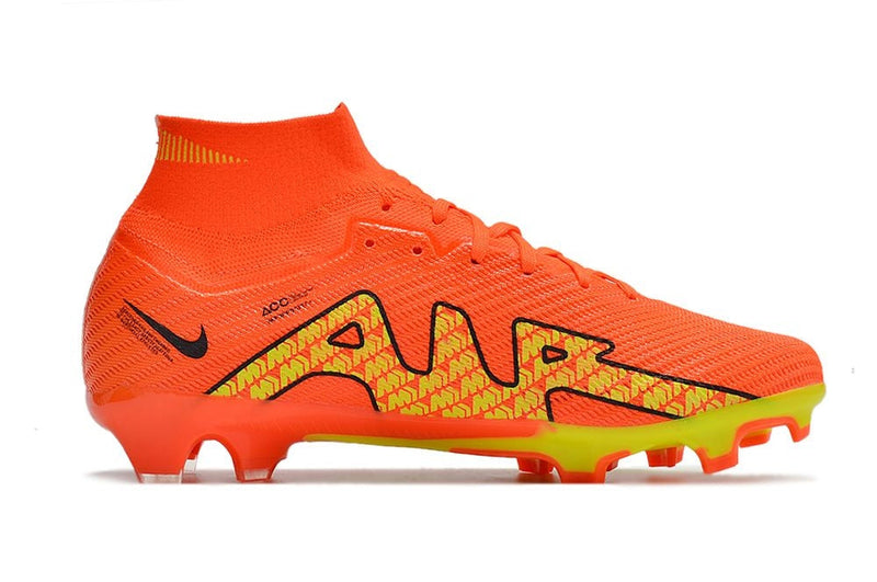 Chuteira Campo Nike Air Zoom Mercurial Superfly 9 Elite FG Laranja e Amarela