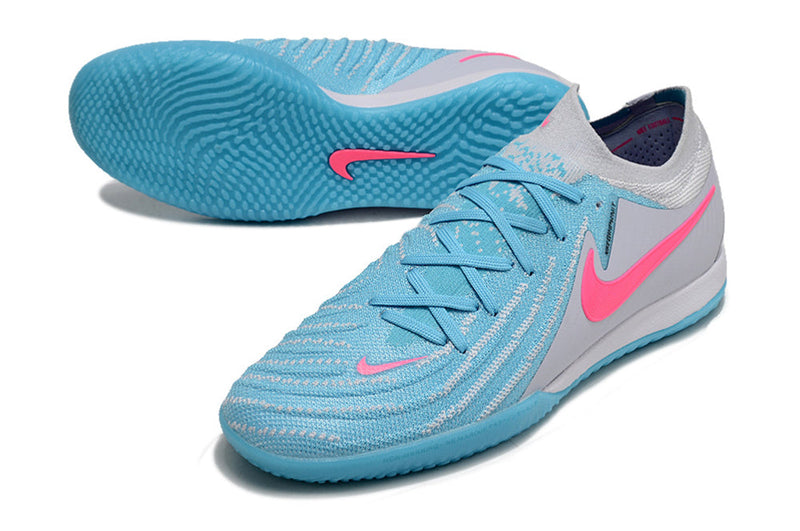 Chuteira Futsal Nike Phantom GX 2 Elite IC Cinza, Azul e Rosa