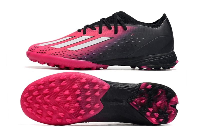 Chuteira Society Adidas X SpeedPortal.1 TF Rosa e Preto "Own You Football Pack"