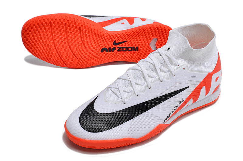 Chuteira Futsal Nike Air Zoom Mercurial Superfly 9 Elite IC Branca e Laranja "Ready Pack"