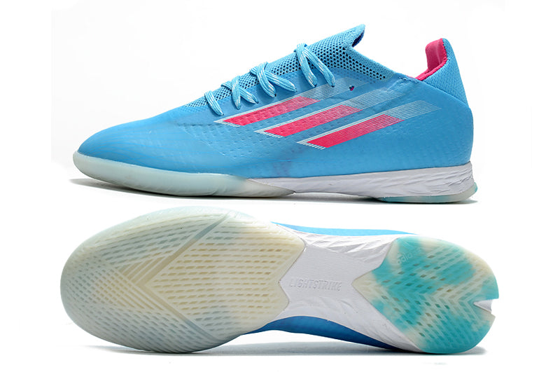 Chuteira Futsal Adidas X SpeedFlow.1 IC Azul e Rosa "Shapire Edge Pack II"