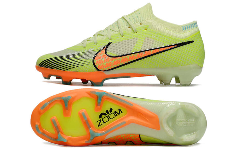 Chuteira Campo Nike Air Zoom Mercurial Vapor 15 Elite FG Verde e Laranja