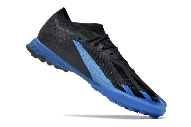 Chuteira Society Adidas X Crazyfast.1 TF Preta e Azul "Bugatti"