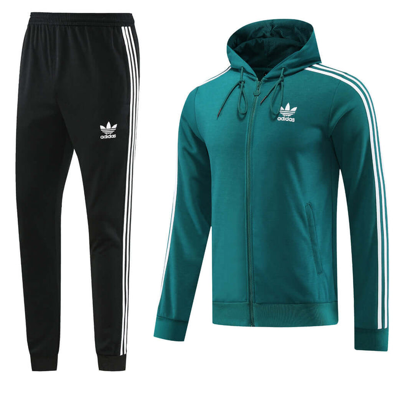 Conjunto de Moletom Adidas com Touca Verde e Preto