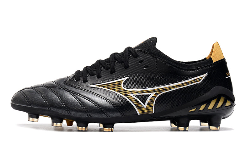 Chuteira Campo Mizuno Morelia Neo 3 FG Preta e Dourada