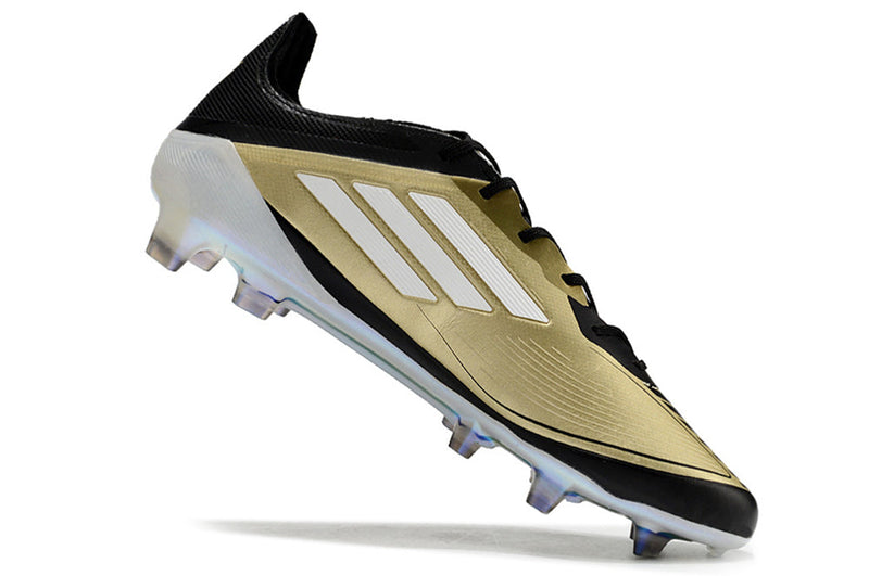 Chuteira Campo Adidas F50 Messi FG Preto e Dourado "Triunfo Dorado Pack"