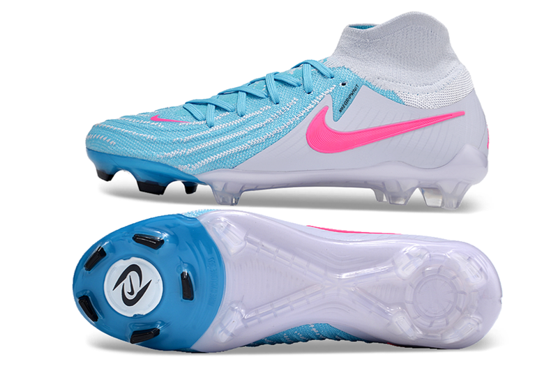 Chuteira Campo Nike Phantom Luna Elite FG Cinza, Azul e Rosa