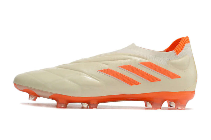 Chuteira Campo Adidas Copa Pure+ FG Bege e Laranja "Heatspawn Pack"