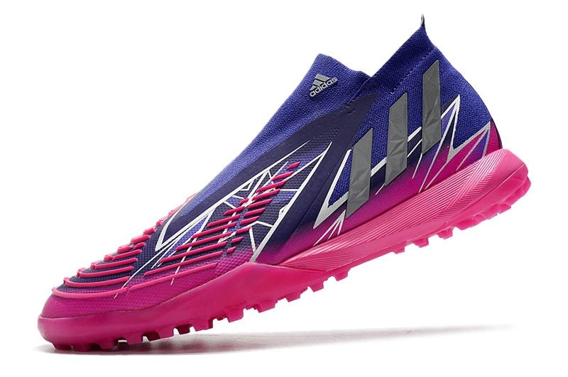 Chuteira Society Adidas Predator Edge+ TF Roxo e Rosa "Champions Code Pack"