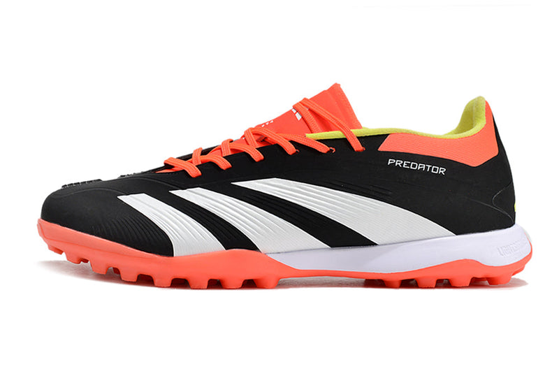 Chuteira Society Adidas Predator Elite TF Preta, Laranja e Branco "Solar Energy"