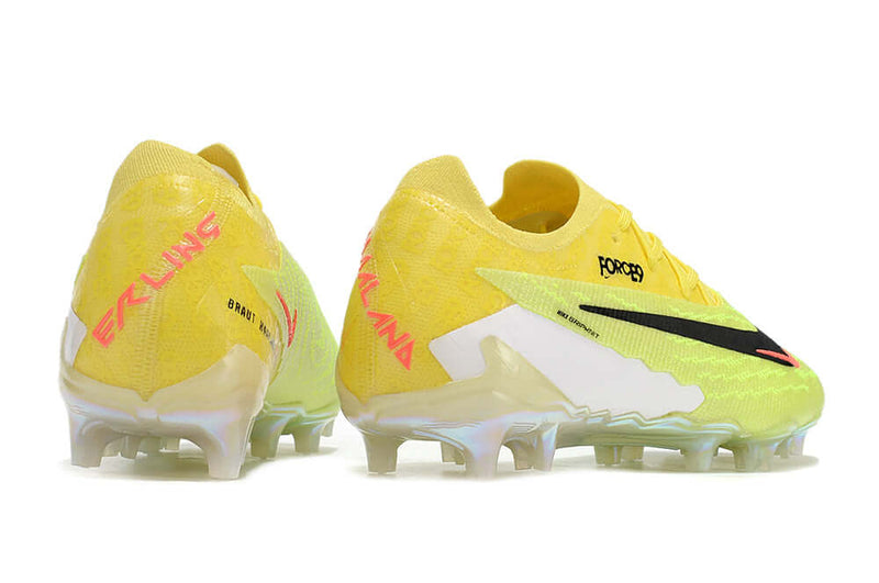 Chuteira Campo Nike Phantom GX Elite FG Amarela e Verde "Haaland"